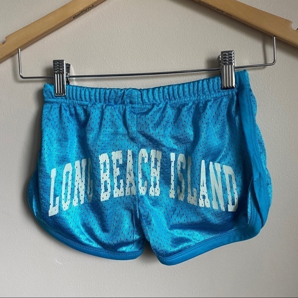 Long Beach Island Blue Jersey Shorts | Size Small | Beachy Sporty Mini Shorts